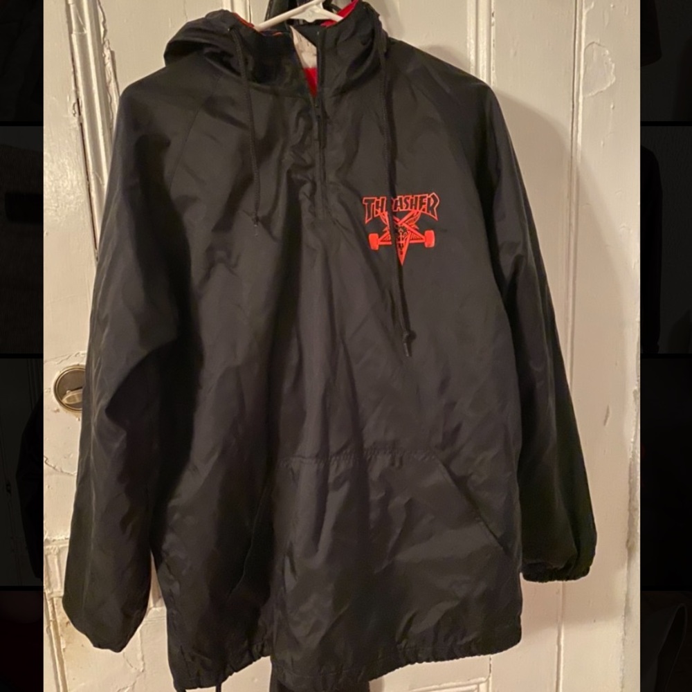 Thrasher wind breaker material hoodie